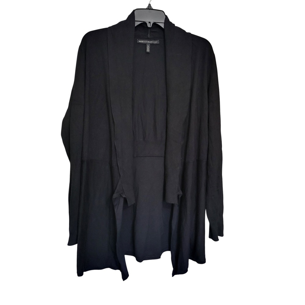 White House‎ Black Market Black Shawl Collar Open Front Long Sleeve Cardigan XL
